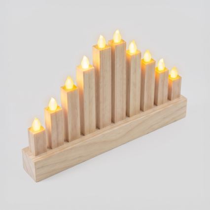 BRILAGI - LED hölzerner Weihnachtskerzenhalter 10xLED/2xAA