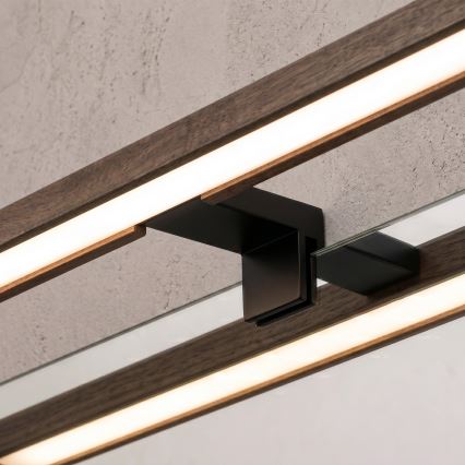 Brilagi - Illuminazione a LED per specchio da bagno 3 in 1 WOODY MIRROR LED/15W/230V 80 cm IP44 nero/rovere noce