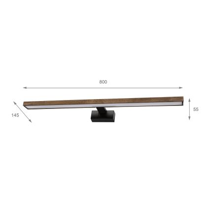 Brilagi - Illuminazione a LED per specchio da bagno 3 in 1 WOODY MIRROR LED/15W/230V 80 cm IP44 nero/rovere noce