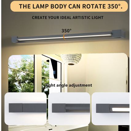 Brilagi - Illuminazione LED per specchio da bagno AQUA LINE LED/24W/230V 90 cm IP44 antracite CRI 90