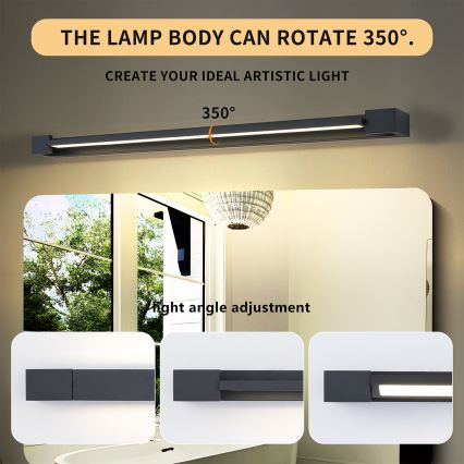 Brilagi - Illuminazione a LED per specchio da bagno AQUA LINE LED/24W/230V 90 cm IP44 nera CRI 90