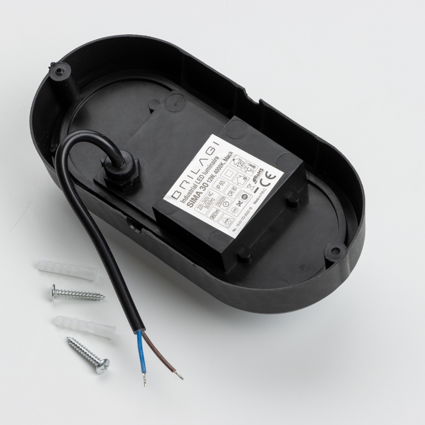 Brilagi - LED Industrie-Deckenleuchte SIMA LED/12W/230V IP65 schwarz