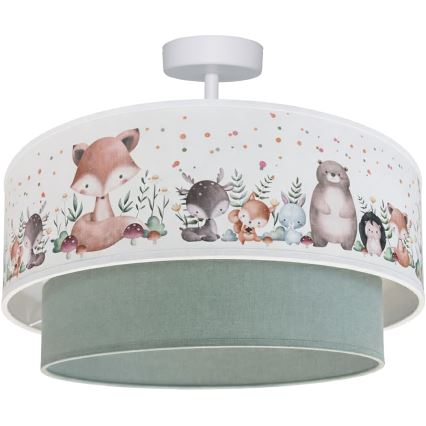 Brilagi - LED Kinder-Aufgesetzte Deckenleuchte BOBO 1xE27/60W/230V Ø 40 cm weiß/grün/Tiermotive