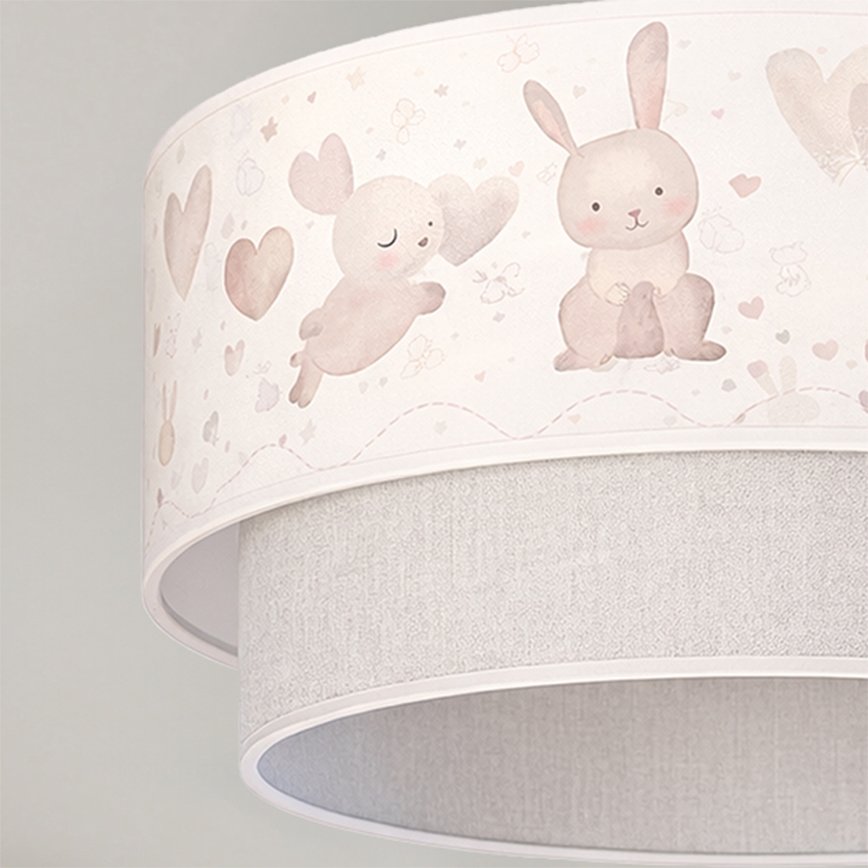 Brilagi - LED Kinder-Deckenleuchte BOBO 1xE27/60W/230V Ø 40 cm creme/grau/Hasenmotiv