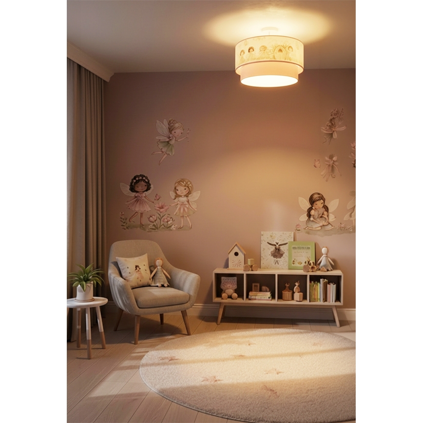 Brilagi - LED Kinder-Aufputz-Deckenleuchte BOBO 1xE27/10W/230V Ø 40 cm rosa/Feen