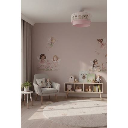 Brilagi - LED Kinder-Aufputz-Deckenleuchte BOBO 1xE27/10W/230V Ø 40 cm rosa/Feen