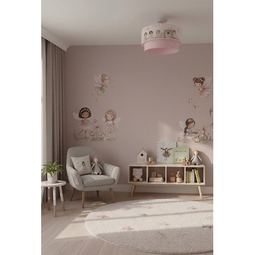 Brilagi - LED Kinder-Aufputz-Deckenleuchte BOBO 1xE27/10W/230V Ø 40 cm rosa/Feen