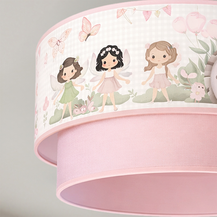 Brilagi - LED Kinder-Aufputz-Deckenleuchte BOBO 1xE27/10W/230V Ø 40 cm rosa/Feen