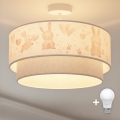 Brilagi - LED Kinder-Deckenleuchte BOBO 1xE27/60W/230V Ø 40 cm creme/grau/Hasenmotiv