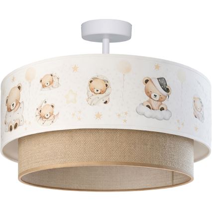 Brilagi-LED Kinder-Deckenleuchte BOBO 1xE27/60W/230V Ø 40 cm weiß/beige/mit Bär