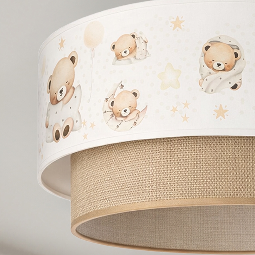 Brilagi - LED Kinder-Deckenleuchte BOBO 1xE27/60W/230V Ø 40 cm weiß/beige mit Bärchenmotiv