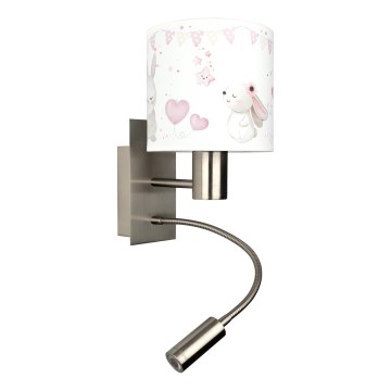 Brilagi - LED Kinder flexible Wandleuchte BOBO 1xE27/25W/230V + LED/3W mattchrom/cremefarben/Häschen