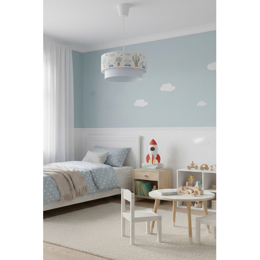 Brilagi - LED-Kinder-Pendelleuchte an Kabel BOBO 1xE27/60W/230V Ø 40 cm creme/blau/Teddybären