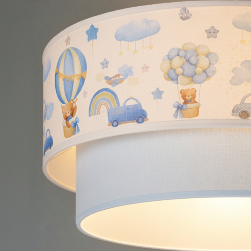 Brilagi - LED-Kinder-Pendelleuchte an Kabel BOBO 1xE27/60W/230V Ø 40 cm creme/blau/Teddybären