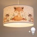 Brilagi - LED-Kinder-Pendelleuchte BOBO an Kabel 1xE27/10W/230V Ø 35 cm weiß/Tiermotive