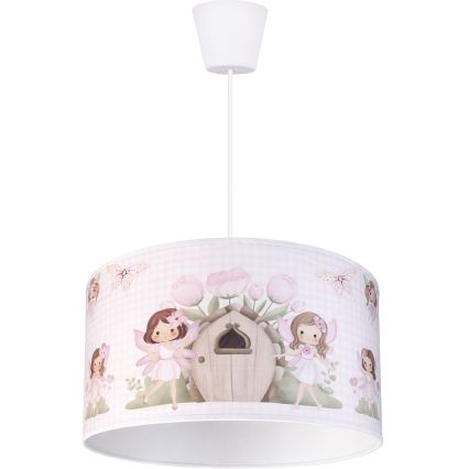Brilagi - LED-Kinder-Pendelleuchte mit Kabelaufhängung BOBO 1xE27/60W/230V Ø 35 cm rosa/Feenmotiv