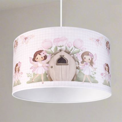 Brilagi - LED-Kinder-Pendelleuchte mit Kabelaufhängung BOBO 1xE27/60W/230V Ø 35 cm rosa/Feenmotiv