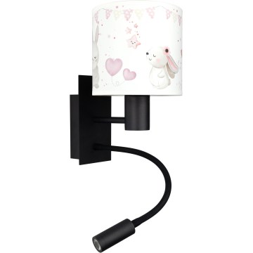 Brilagi - LED-Kinder-Wandleuchte BOBO, flexibel, 1x E27/25W/230V + LED/3W, schwarz/cremefarben/Häschen