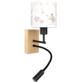 Brilagi - LED Kinder-Wandleuchte BOBO WOOD, flexibel, 1xE27/25W/230V + LED/3W, Eiche/Schwarz/Creme, Hasenmotiv