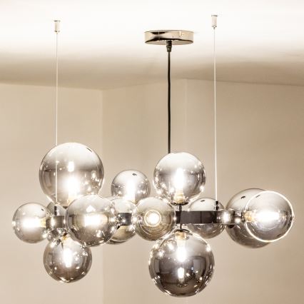 Brilagi - LED-Kronleuchter an Aufhängung MILLA 15xG9/3W/230V glänzendes Chrom/rauchig
