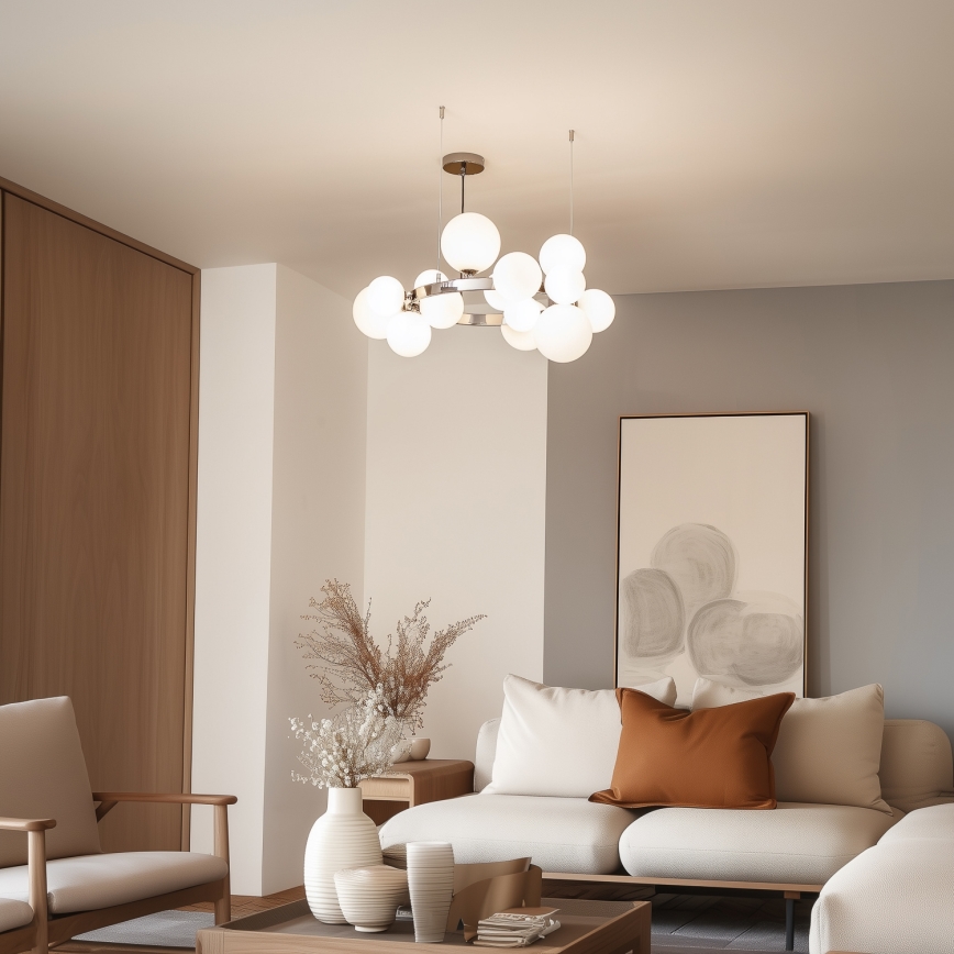 Brilagi - LED-Kronleuchter an Aufhängung MILLA 15xG9/3W/230V glänzendes Chrom/weiß