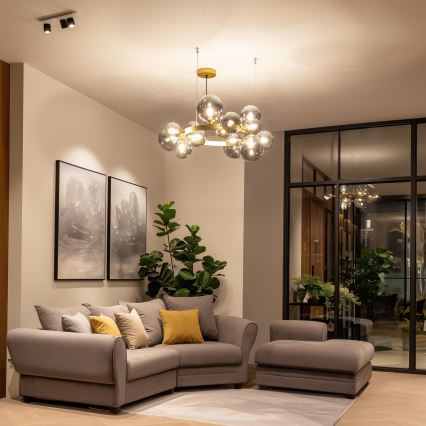 Brilagi - LED-Kronleuchter an Aufhängung MILLA 15xG9/3W/230V golden/rauchig