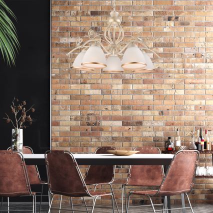 Brilagi - LED-Kronleuchter an Kette ANTICO 5xE27/60W/230V 3000K weiße Patina