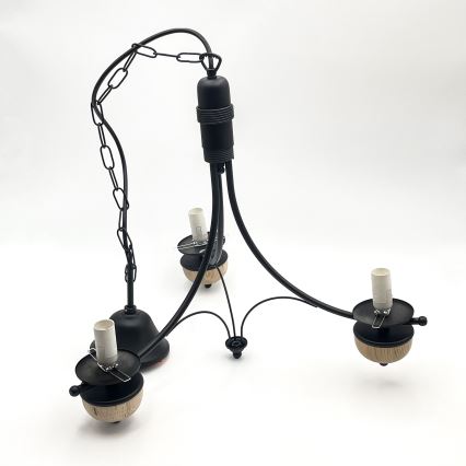 Brilagi - LED-Kronleuchter an Kette COTTAGE 3xE14/40W/230V Eiche/Schwarz/rauchiges Beige