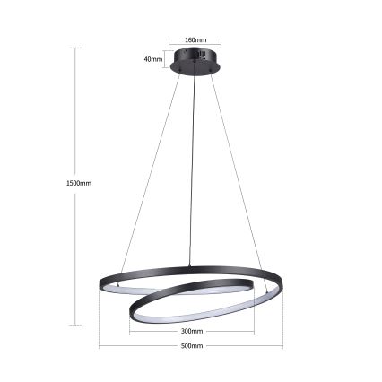 Brilagi - Lampada a sospensione dimmerabile su cavo TWISTER LED/48W/230V 3000-6000K Ø 50 cm nero + telecomando