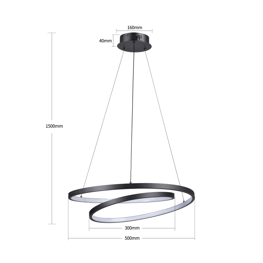 Brilagi - Lampada a sospensione dimmerabile su cavo TWISTER LED/48W/230V 3000-6000K Ø 50 cm nero + telecomando