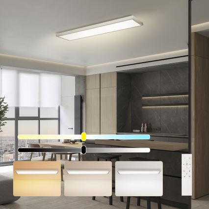 Brilagi - Lampada da soffitto dimmerabile a LED per bagno FRAME SMART LED/50W/230V 120x30 cm 3000-6000K IP44 argento + telecomando
