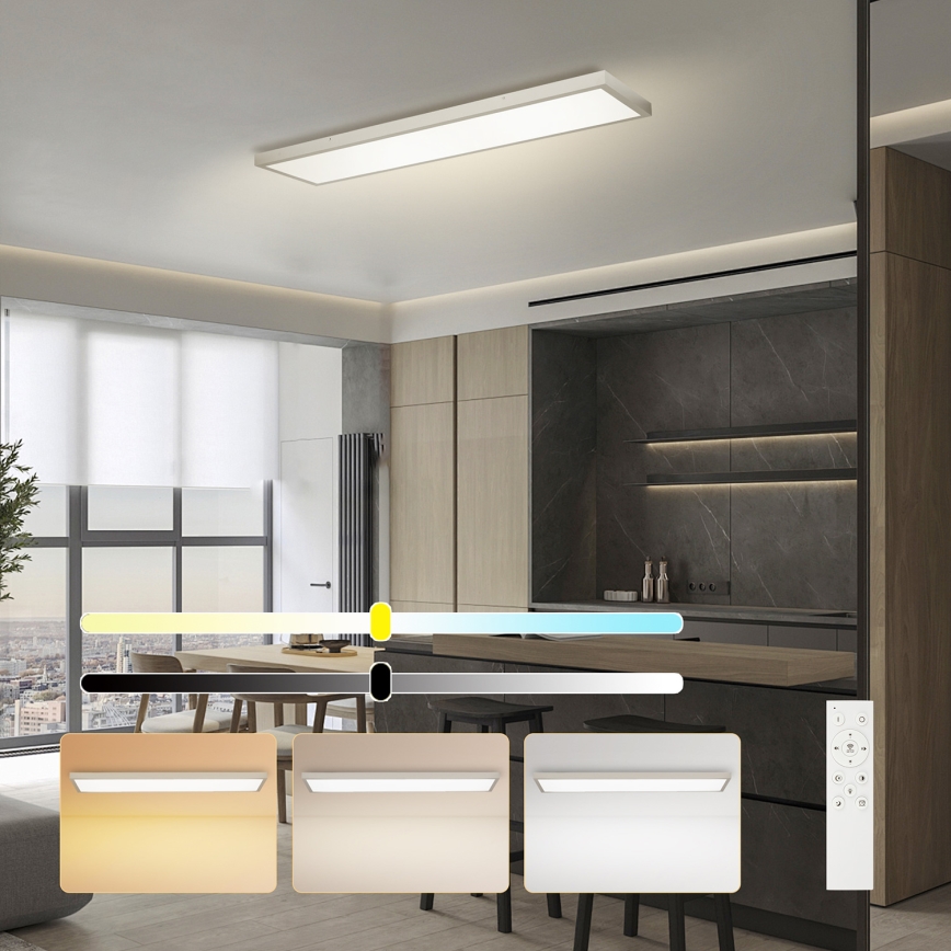 Brilagi - Lampada da soffitto dimmerabile a LED per bagno FRAME SMART LED/50W/230V 120x30 cm 3000-6000K IP44 argento + telecomando
