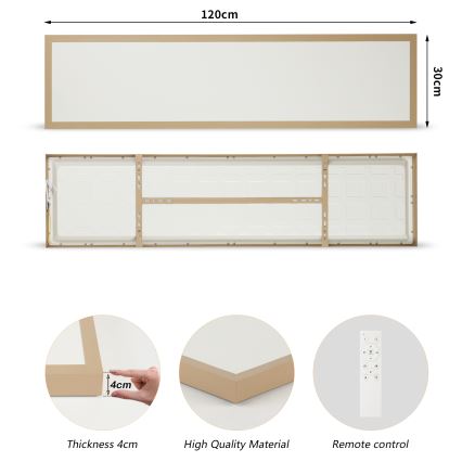 Brilagi - FRAME SMART Lampada da soffitto LED dimmerabile per bagno LED/50W/230V 120x30 cm 3000-6000K IP44 Beige + Telecomando