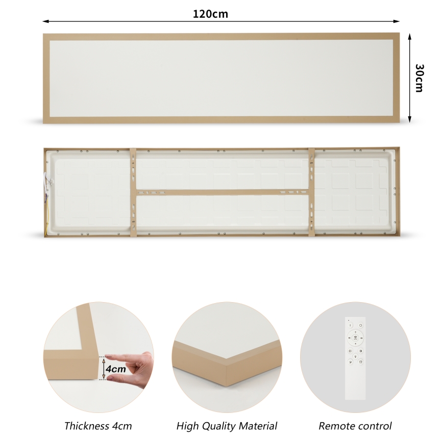 Brilagi - FRAME SMART Lampada da soffitto LED dimmerabile per bagno LED/50W/230V 120x30 cm 3000-6000K IP44 Beige + Telecomando