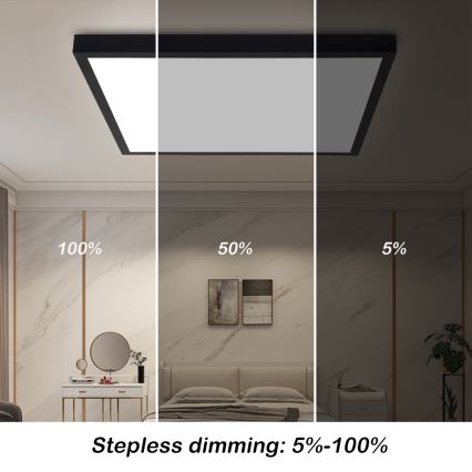Brilagi - Lampada da Soffitto LED Dimmerabile FRAME SMART LED/50W/230V 60x60 cm 3000-6000K IP44 Nera + Telecomando