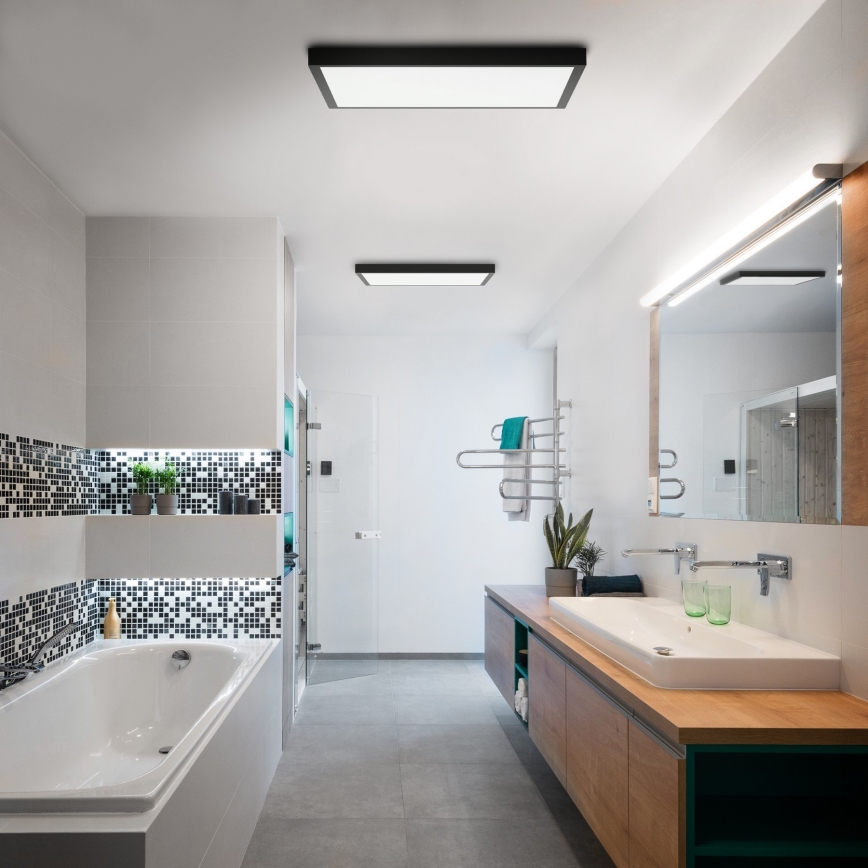 Brilagi - Plafoniera da bagno dimmerabile FRAME SMART LED/50W/230V 60x60 cm 3000-6000K IP44 nera + telecomando