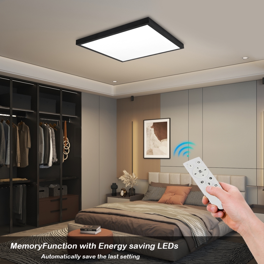 Brilagi - Plafoniera da bagno dimmerabile FRAME SMART LED/50W/230V 60x60 cm 3000-6000K IP44 nera + telecomando