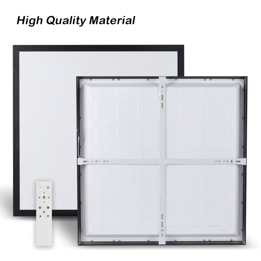 Brilagi - Plafoniera da bagno dimmerabile FRAME SMART LED/50W/230V 60x60 cm 3000-6000K IP44 nera + telecomando