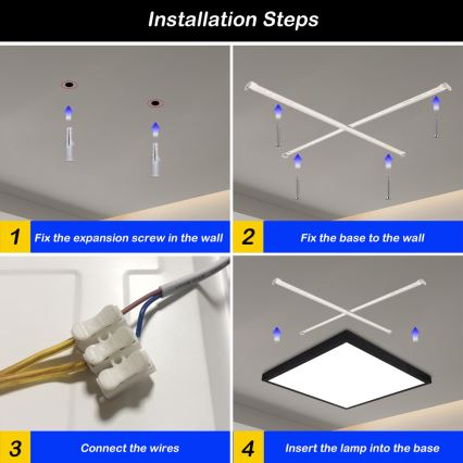 Brilagi - Plafoniera da bagno dimmerabile FRAME SMART LED/50W/230V 60x60 cm 3000-6000K IP44 nera + telecomando