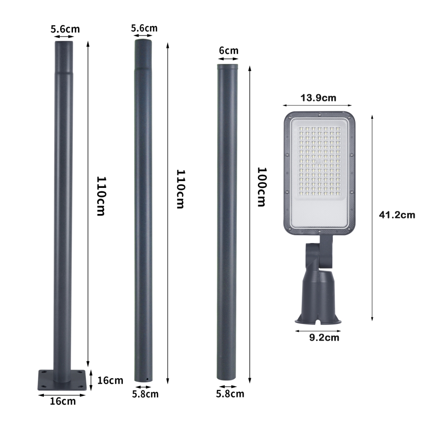 Brilagi - Lampione stradale LED per esterni con palo e snodo da 3 m URBANLIGHT LED/50W/230V antracite IP65