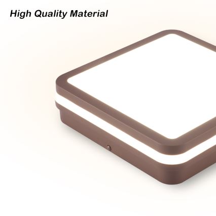 Brilagi - Plafoniera LED da esterno con sensore BENE LED/18W/230V 21,5x21,5 cm marrone IP54