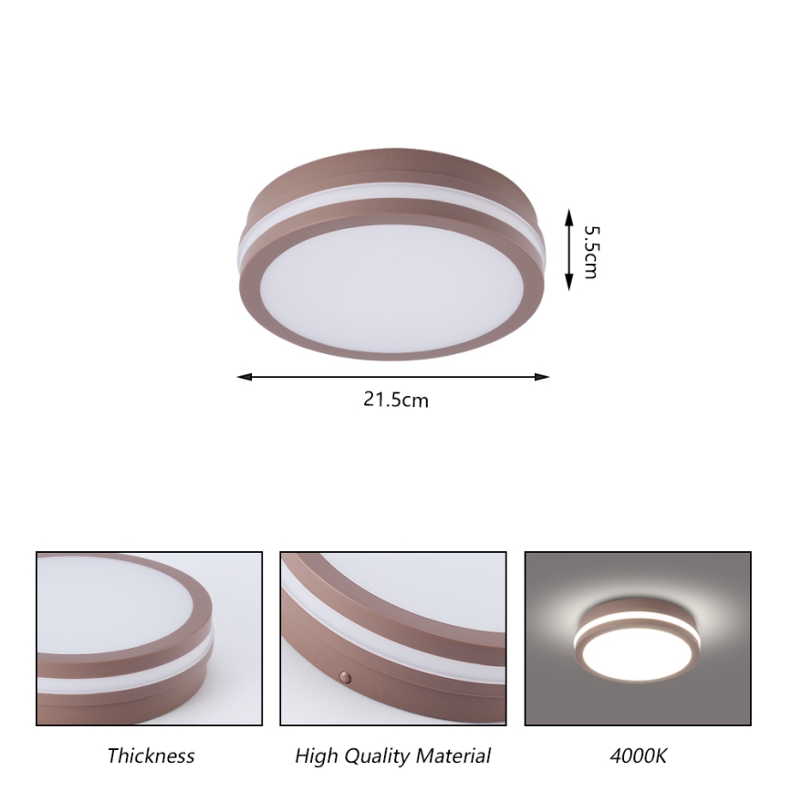 Brilagi - Plafoniera LED da esterno con sensore BENE LED/18W/230V Ø 21,5 cm marrone IP54
