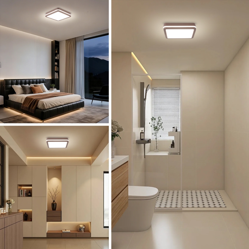 Brilagi - Plafoniera LED da esterno con sensore BENE LED/24W/230V 26x26 cm marrone IP54