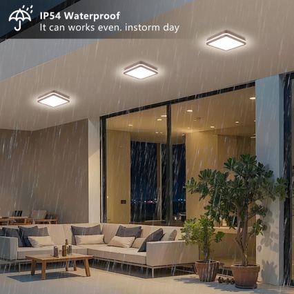 Brilagi - Plafoniera LED da esterno con sensore BENE LED/24W/230V 26x26 cm marrone IP54