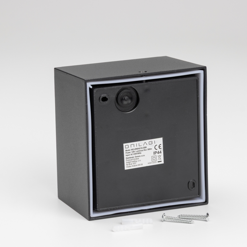 Brilagi - Lampada da parete LED da esterno con sensore TERNI LED/12W/230V nero IP44