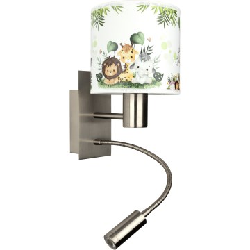 Brilagi - LED Lampada da parete flessibile per bambini BOBO 1xE27/25W/230V + LED/3W cromo opaco/bianco/verde/giungla