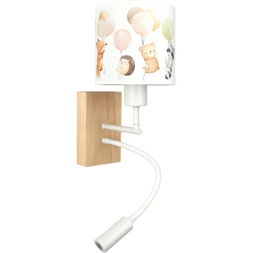 Brilagi - LED lampada da parete flessibile per bambini BOBO WOOD 1xE27/25W/230V + LED/3W rovere/bianco/animali