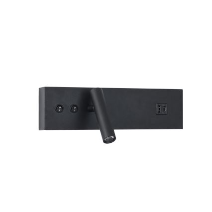 Brilagi - Faretto da parete a LED con porta USB NOCTIS LED/3W/230V + LED/9W nero