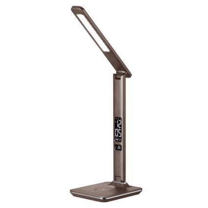 Brilagi - Lampada da tavolo LED dimmerabile con ricarica wireless Qi e USB REGINA LED/8,5W/230V marrone