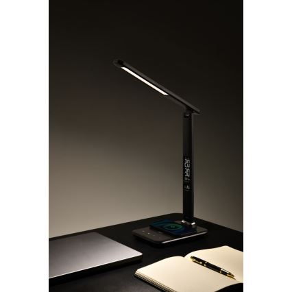 Brilagi - Lampada da tavolo dimmerabile a LED con ricarica wireless QI e USB REGINA LED/8,5W/230V nera